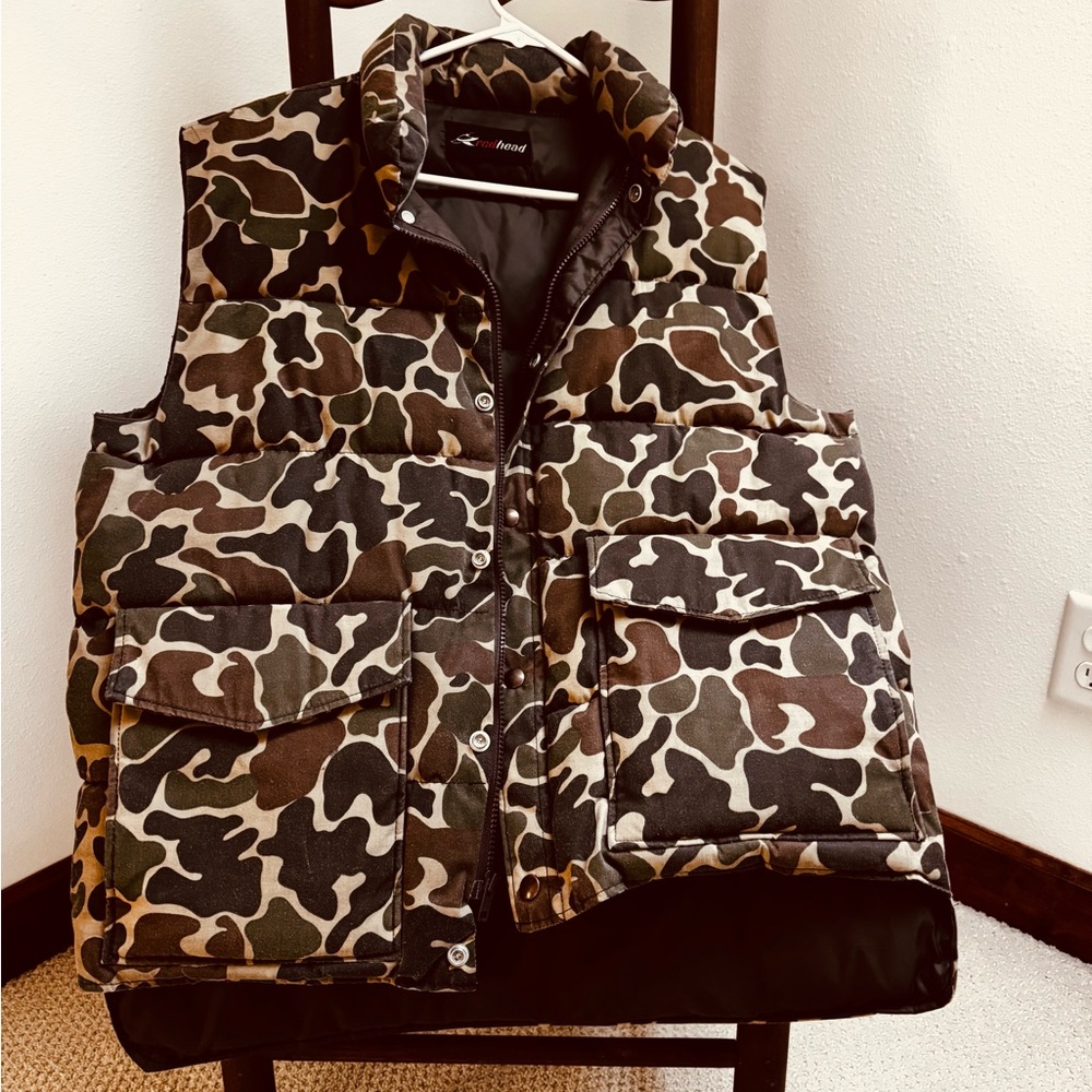 Vintage Red Head Camouflage Puffer Vest